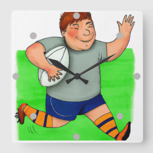 Carrée Horloge de rugby pour enfants
