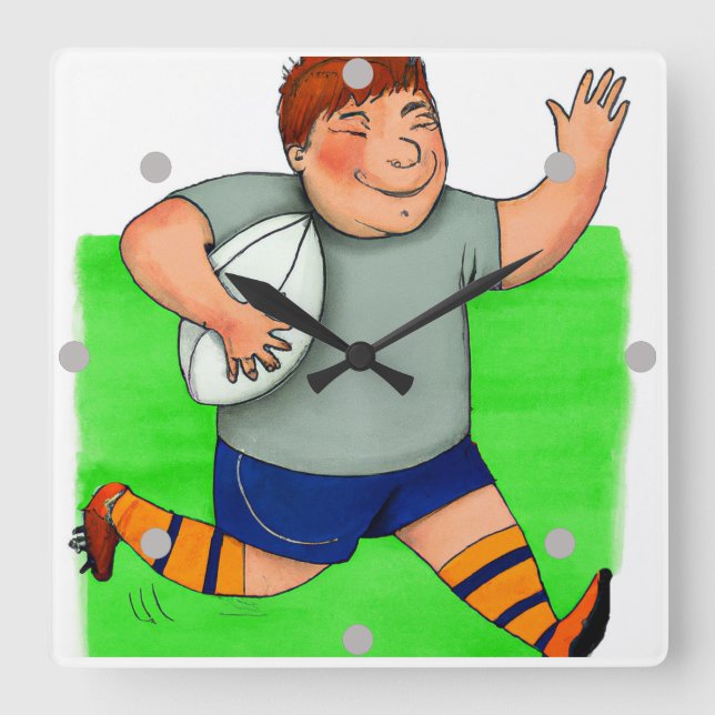 Carrée Horloge de rugby pour enfants (Recto)