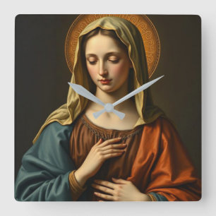 Carrée Horloge de style Renaissance Vierge Marie