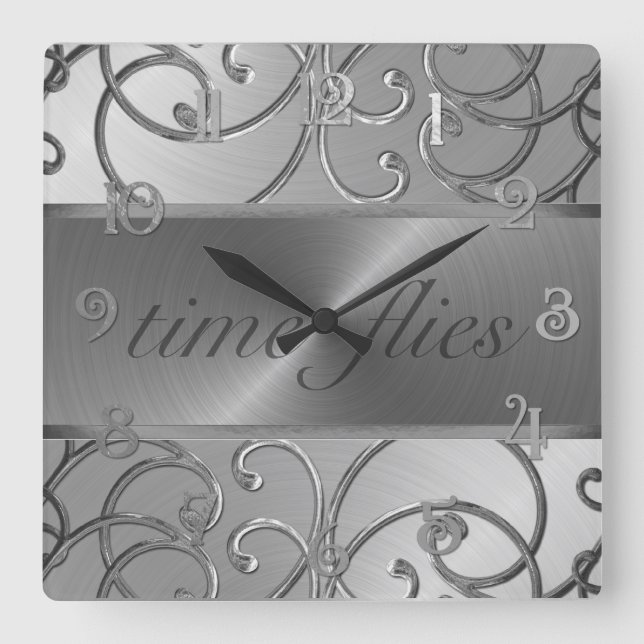 Carrée Horloge de tous les vols Argent (Recto)