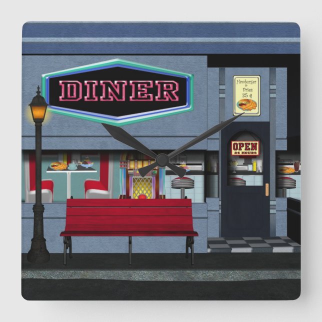 Carrée Horloge de wagon-restaurant d'amusement (Recto)