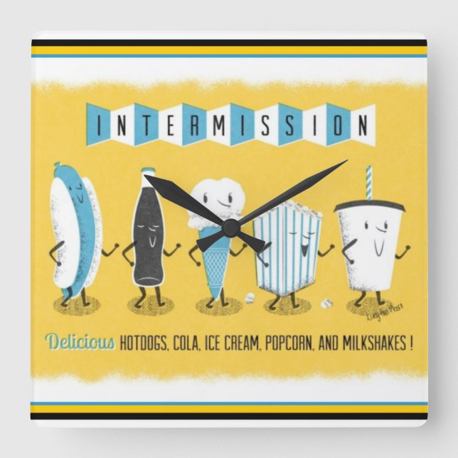 Carrée Horloge d'entrée du théâtre vintage (Recto)