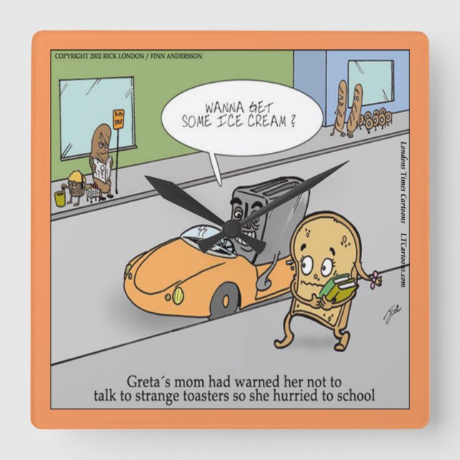 Carrée Horloge Déplaisante amusante du mur du grille-pain (Recto)