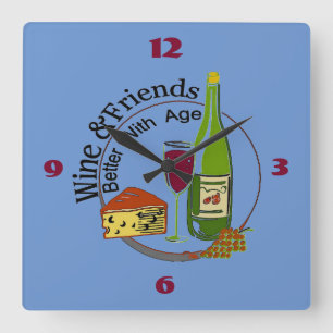 Carrée Horloge des amis du vin et du fromage