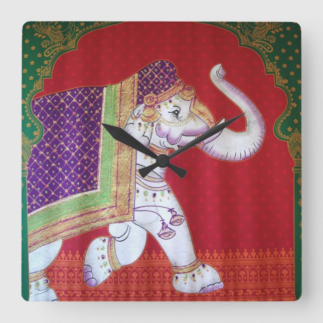 Carrée Horloge des éléphants indiens (Recto)