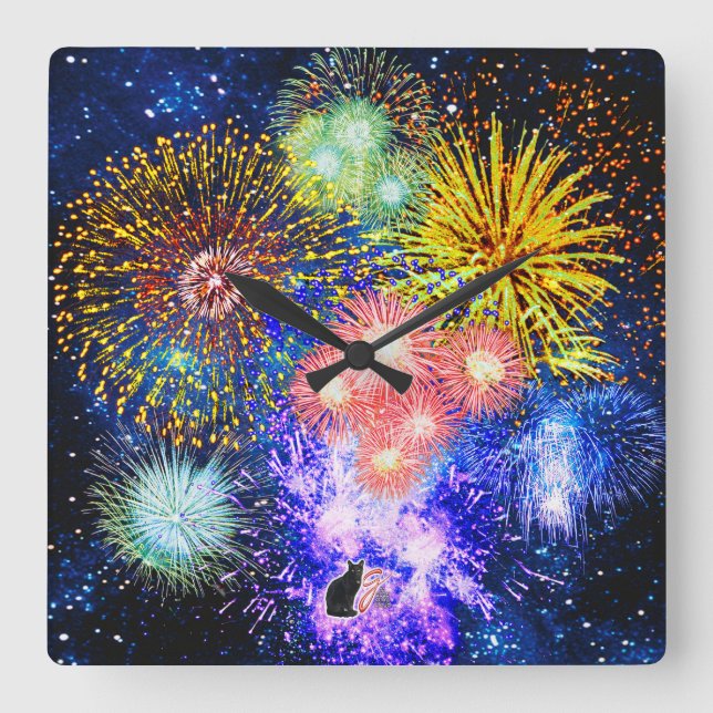 Carrée Horloge des feux d'artifice (Recto)