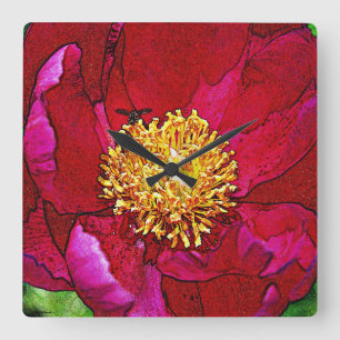 Carrée Horloge des fleurs d'abeilles