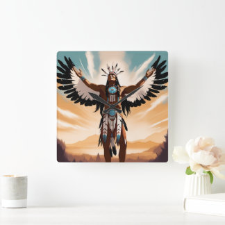 Carrée Horloge des guerriers amérindiens