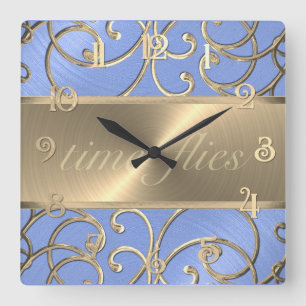 Carrée Horloge des vols Lt Blue et Gold Time
