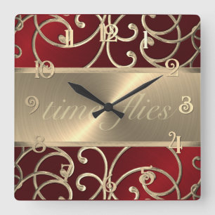 Carrée Horloge des vols Red et Gold