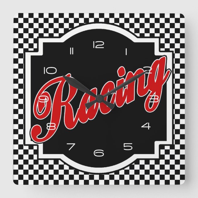 Carrée Horloge du Carré de course noir et blanc (Recto)