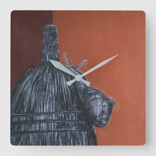 Carrée Horloge du Carré de dessin Brown rustique (Recto)