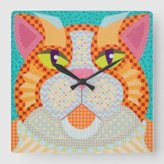Carrée Horloge du chat