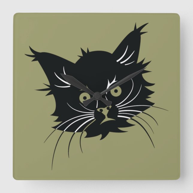 Carrée horloge du chat noir (Recto)