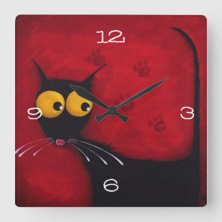 Carrée Horloge du chat Stressie