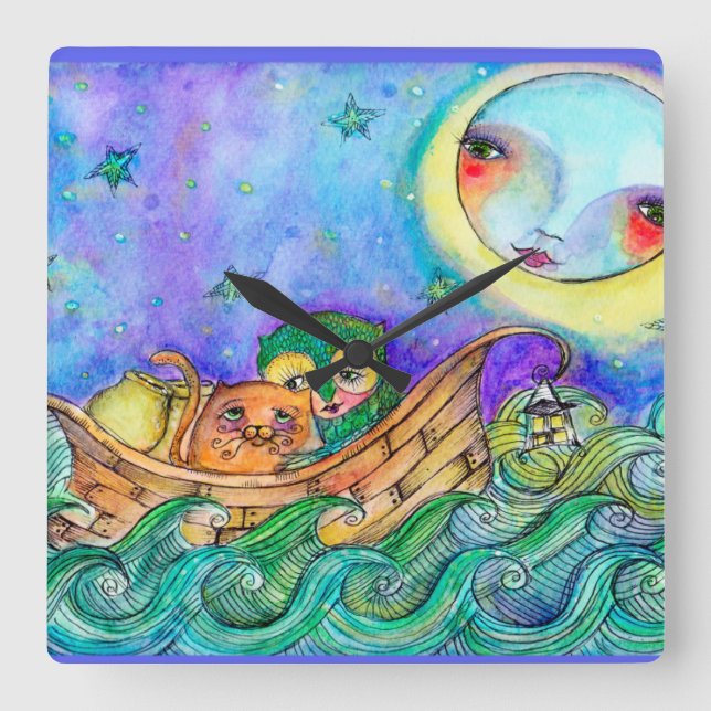 Carrée Horloge du collecteur Owl and the Pussycat (Recto)