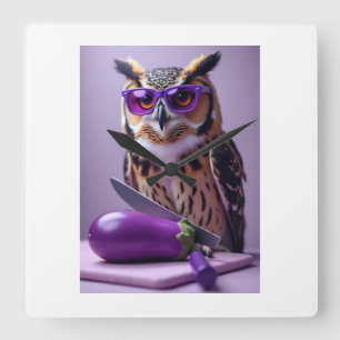 Carrée Horloge du hibou pourpre