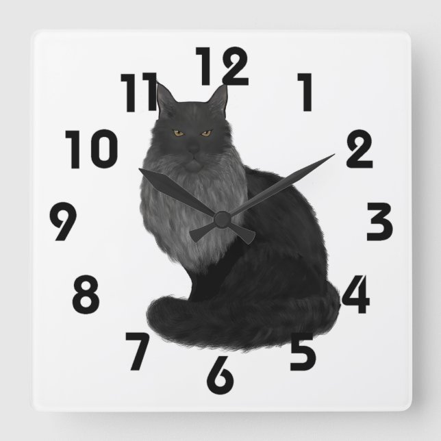 Carrée Horloge du Maine Coon (Recto)