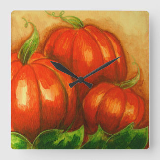 Carrée HORLOGE DU MUR citrouille