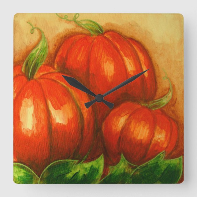 Carrée HORLOGE DU MUR citrouille (Recto)