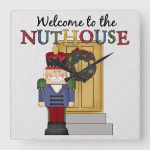 Carrée Horloge du mur de Noël Nuthouse