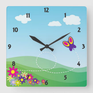 Carrée Horloge du mur du printemps