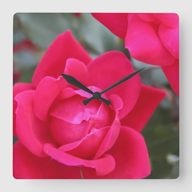 CARRÉE HORLOGE DU MUR ROSE ROUGE (Recto)
