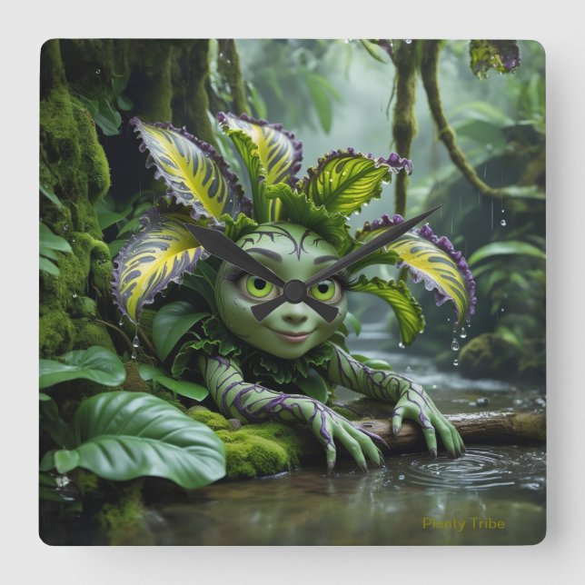 Carrée Horloge du plante Lover (Recto)