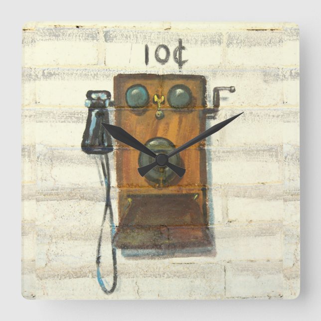 Carrée horloge du téléphone payant antique (Recto)