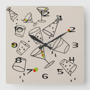 Carrée Horloge en Acrylique Boissons