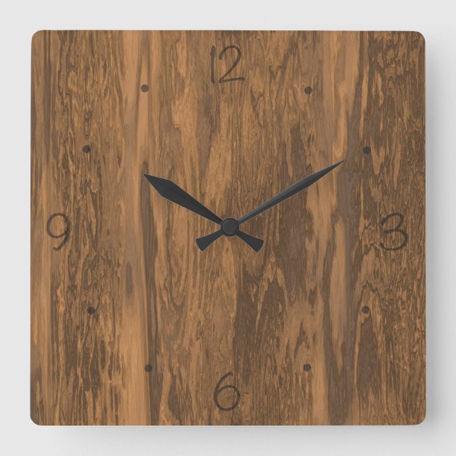 Carrée Horloge en bois affligée de motif (Recto)