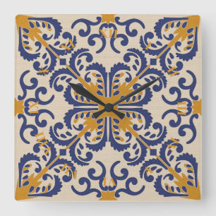 Carrée Horloge en céramique de style d'Azulejo
