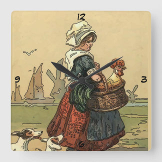 Carrée Horloge fille néerlandaise