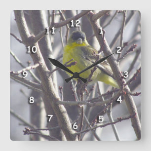 Carrée Horloge - Finition jaune dans les branches