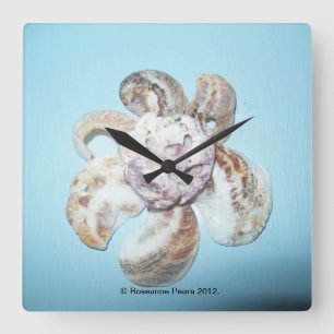 Carrée Horloge FPM DECOR - ShellFlowerOnBlue #1 ©️ 201
