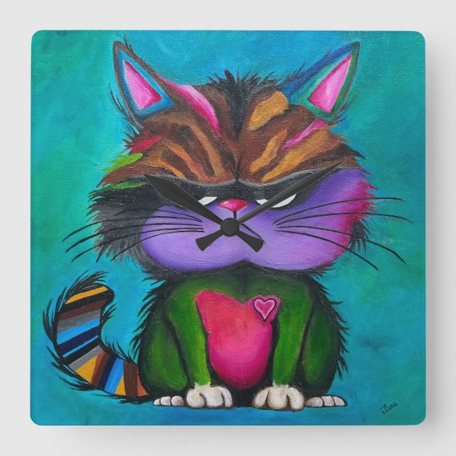 Carrée Horloge Grumpy Kitty (Recto)