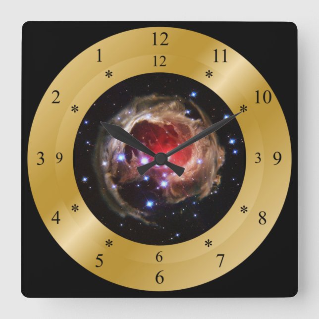 Carrée Horloge horaire~V838 Monocerotis~Étoile d'éclateme (Recto)