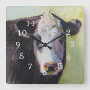 Carrée Horloge II de vache - conçue par l'artiste Terri