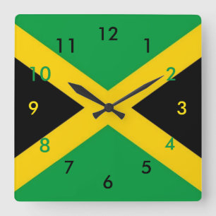 Carrée Horloge jamaïcaine de drapeau