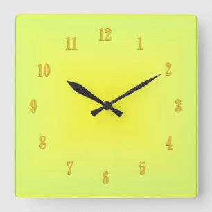 Carrée Horloge jaune avec chiffres