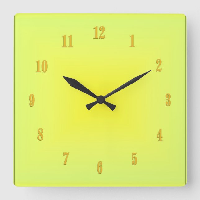 Carrée Horloge jaune avec chiffres (Recto)