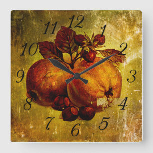 Carrée Horloge jaune de cru de fruit