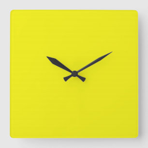 Carrée Horloge jaune néon brillant