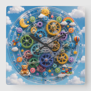 Carrée Horloge jouet fantaisiste