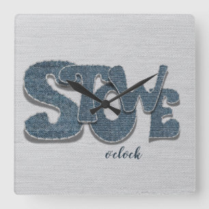 Carrée Horloge Lettre en Denim de Stowe Vermont