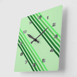 Carrée Horloge - Lignes diagonales vertes