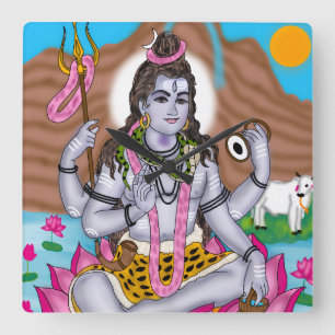 Carrée Horloge Lord Shiva - Décoration Murale & Décoratio