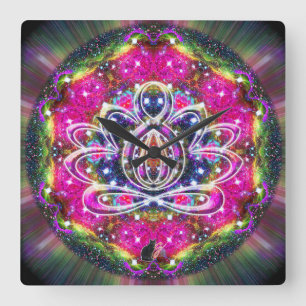 Carrée Horloge Lotus Zen Atmosphérique