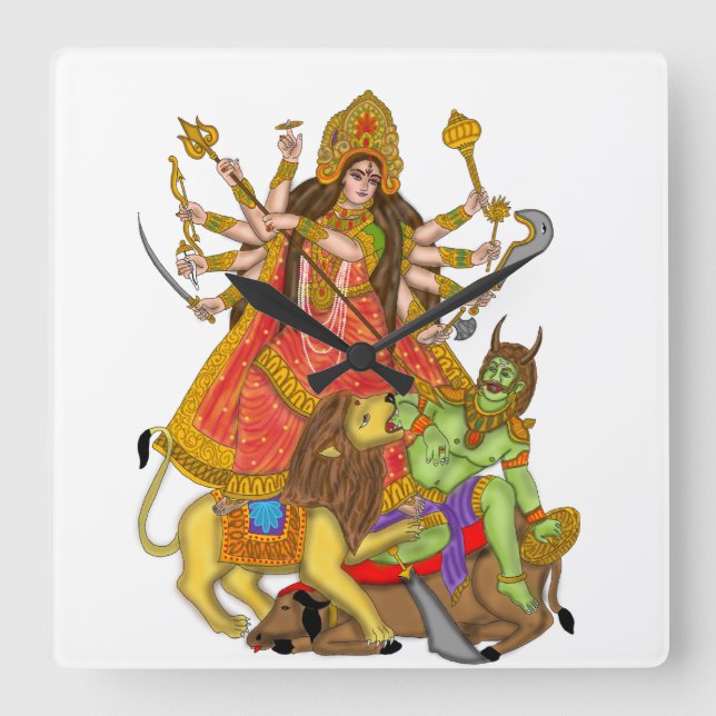 Carrée Horloge Mahishasur Mardini Durga (Recto)