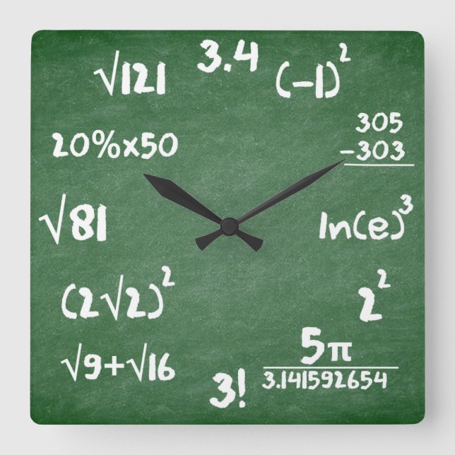 Carrée Horloge mathématique pour les amateurs de mathémat (Recto)